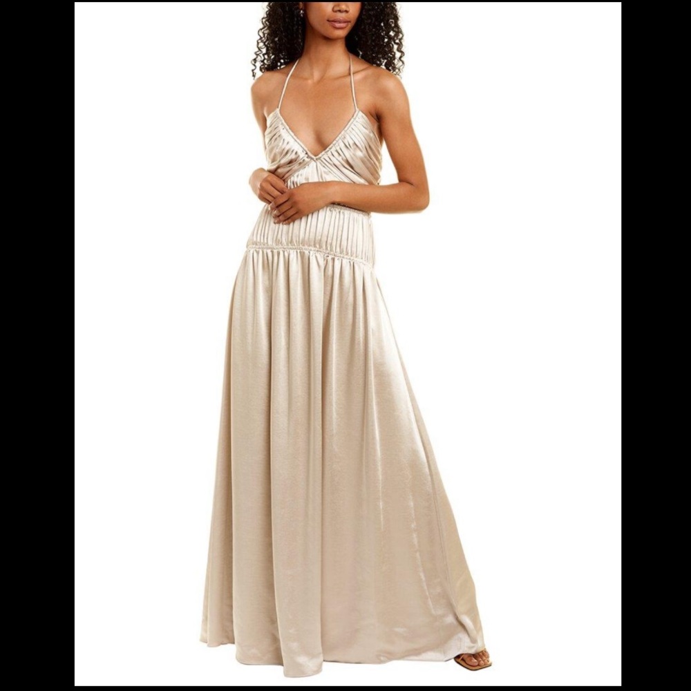 ⭐️ JONATHAN SIMKHAI⭐️ Clementine Leisure Dressing Halter Dress in Stone size 4